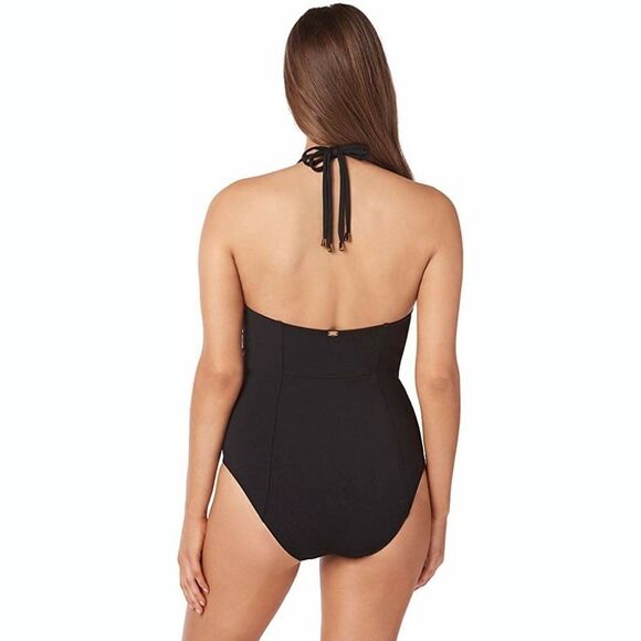 New! AMORESSA MIRACLESUIT Halter Black Women's One-Piece Swimsuit Bathing Suit - Picture 2 of 6